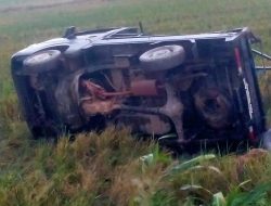 Pick up Grand Max Terjun Ke Sawah Hindari Tabrakan, Insiden Di Tarengge Berakhir Damai Di Tempat