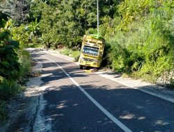 Truk Colt Diesel Bermuatan Pisang Gagal Menanjak Di Desa Sukadamai, Papalang