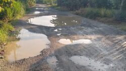 Jalan penghubung  kalonding-salubarana Rusak, warga: “sudah seperti kolam ikan air tawar”